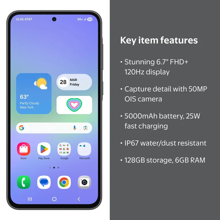 AT&T Samsung Galaxy A36 5G, 128GB, Awesome Black - Prepaid