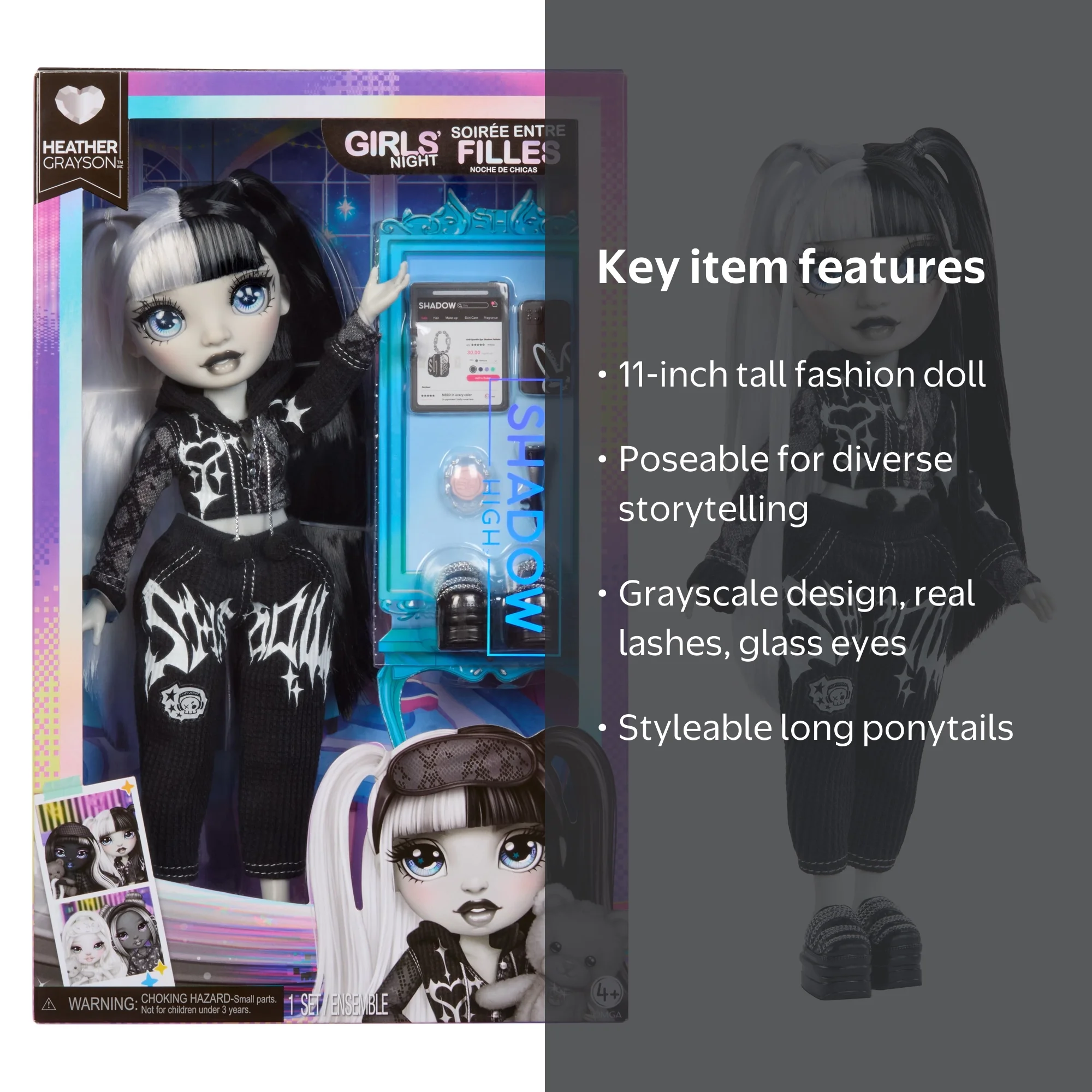 Rainbow High Shadow High Girl's Night - Heather Grayson - Poupée mannequin en ca