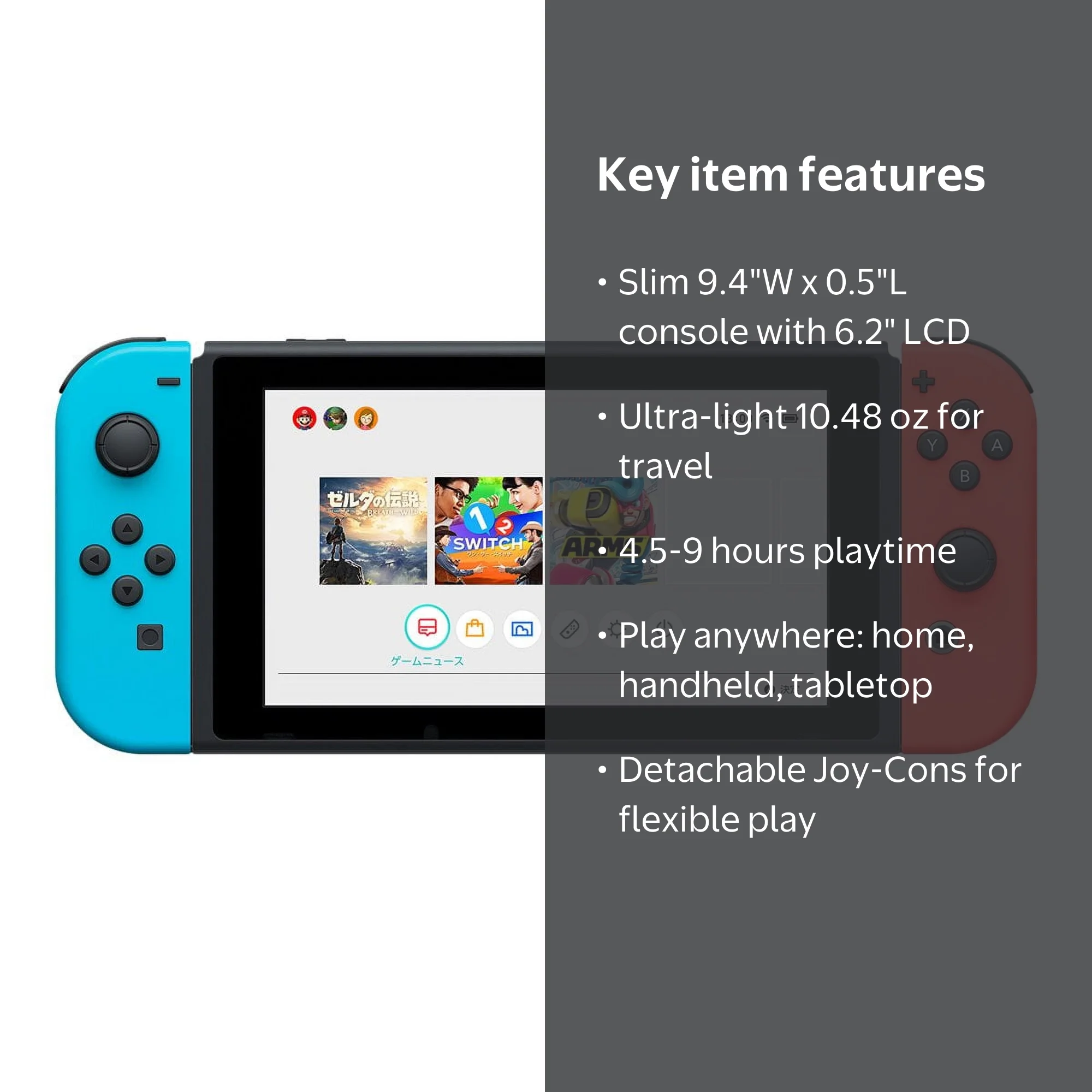 Nintendo Console with Neon Blue and Neon Red Joy-Con, Handheld