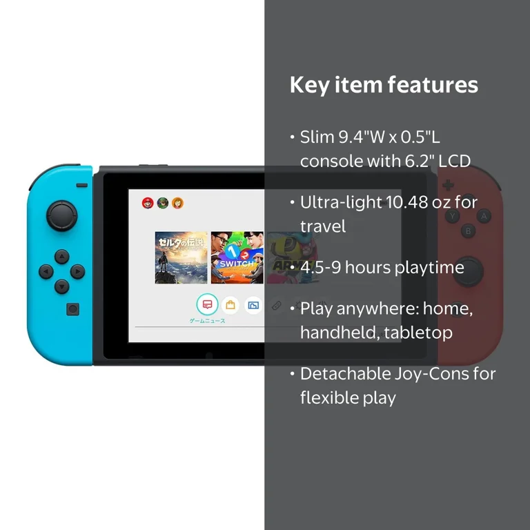 Nintendo Console with Neon Blue and Neon Red Joy-Con, Handheld