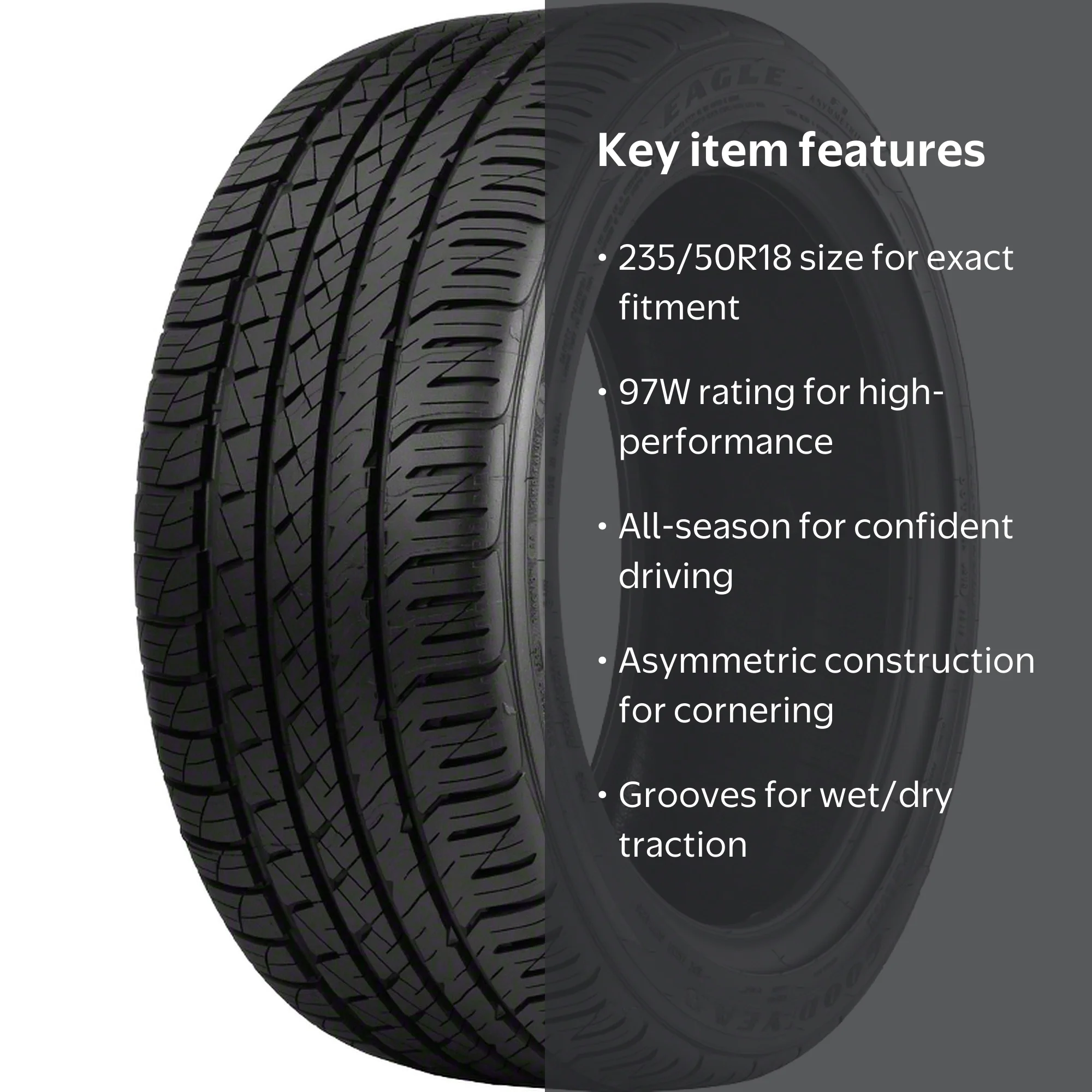 Goodyear, Passenger Tire, 235/50R18 97W, All Season Performance