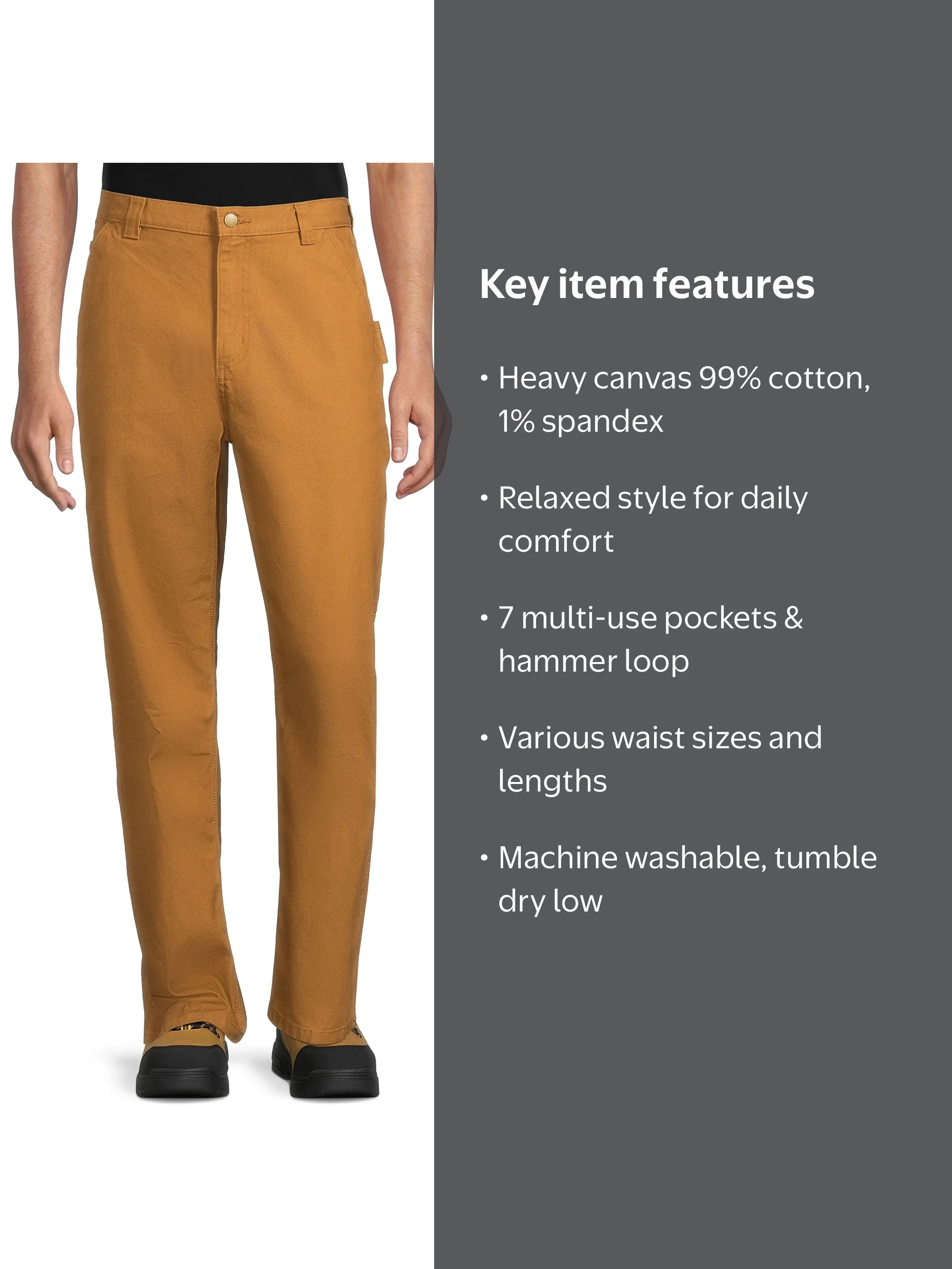 Brahma Men's Workwear Carpenter Pants with Hammer Loop and Utility