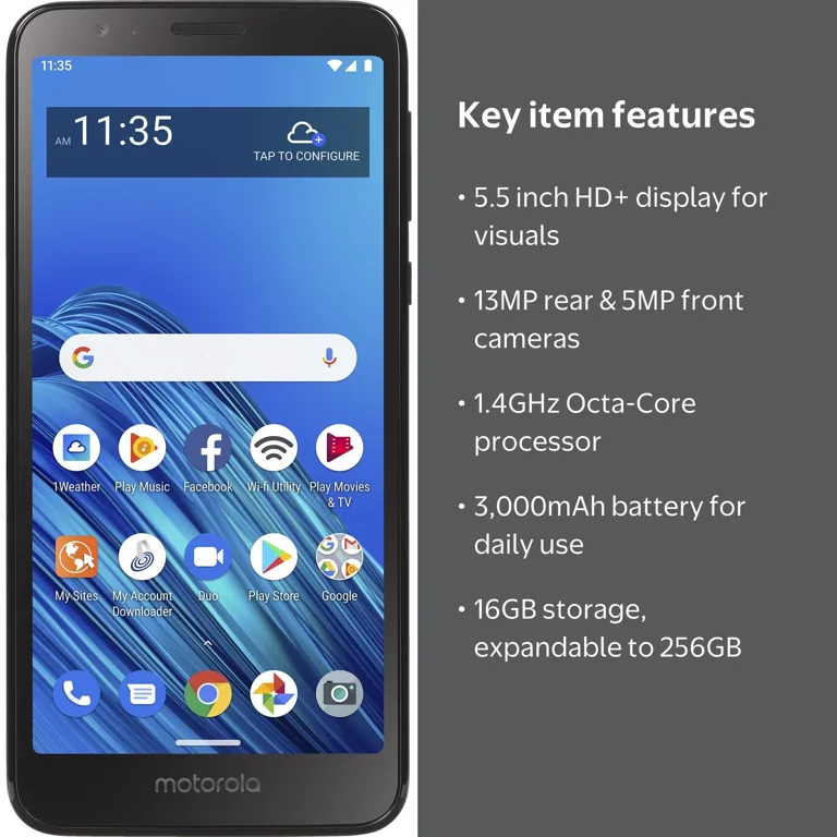 Motorola Moto E6, 16GB, Black - Simple Mobile Prepaid Smartphone
