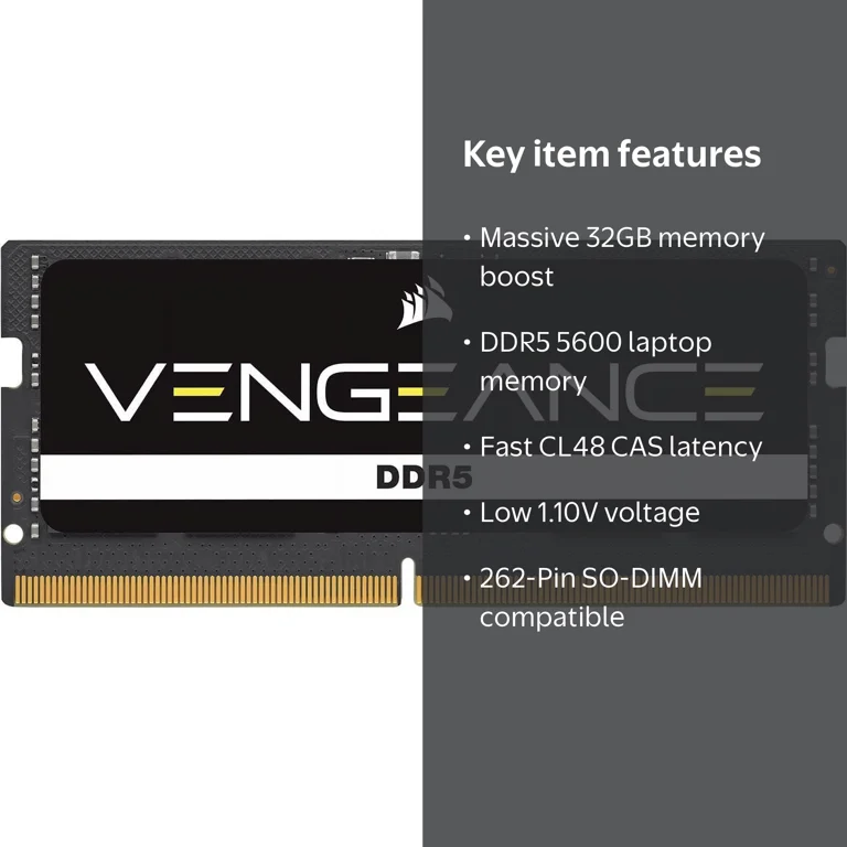 Corsair Vengeance 32GB DDR5 5600 Laptop Memory CMSX32GX5M1A5600C48