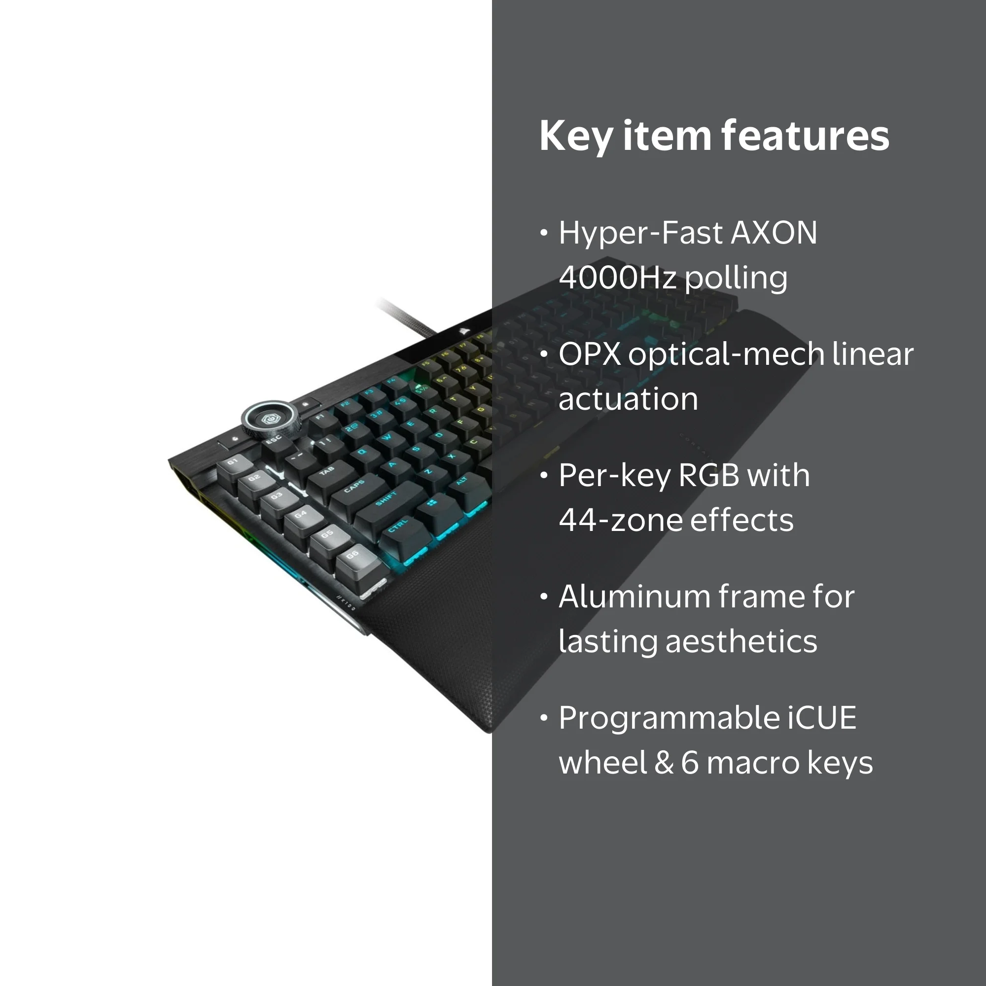 Corsair K100 RGB Optical-Mechanical Gaming Keyboard with LED