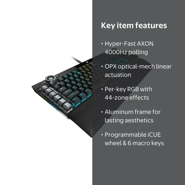 Corsair K100 RGB Optical-Mechanical Gaming Keyboard with LED
