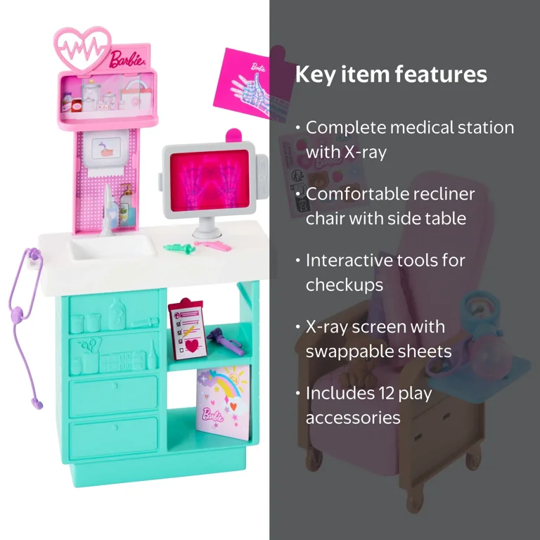 Barbie World Day at the Doctor Toy Playset with Medical Station