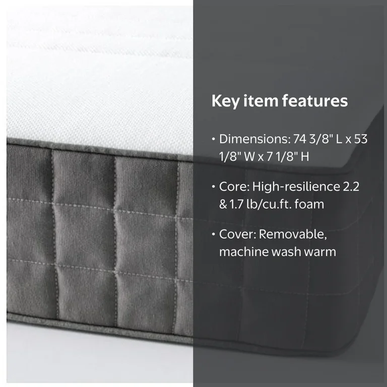 Ikea MORGEDAL Full Size Foam Mattress, medium firm, dark gray
