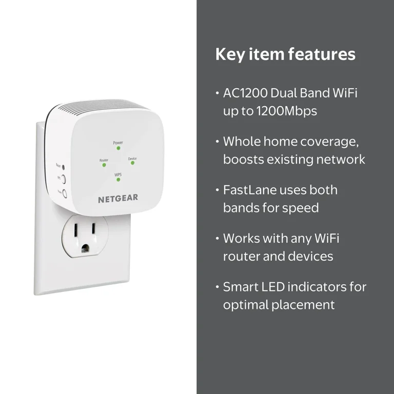 NETGEAR Home WiFi Wireless AC1200 Range Extender and Signal