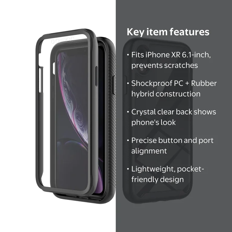 Dteck iPhone XR Case, Built-in Screen Protector, Full-Body