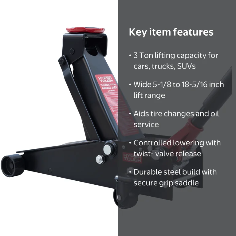 Free Shipping! Hyper Tough 3 Ton Floor Jack with Dual Pump, Steel