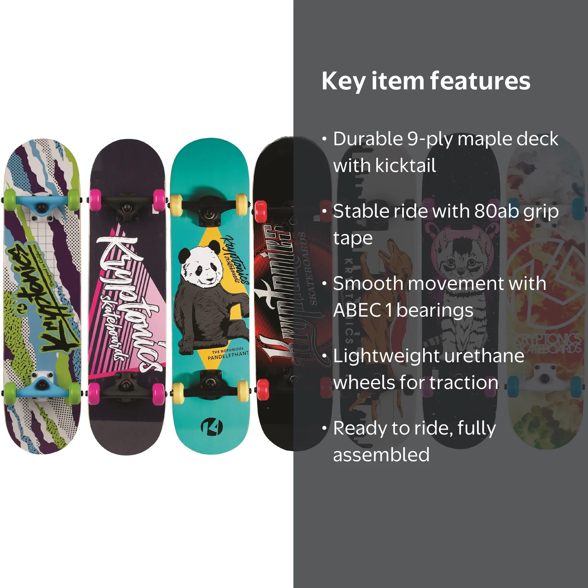 Kryptonics Recruit Complete Skateboard - 31 x 7.5 - Walmart.com
