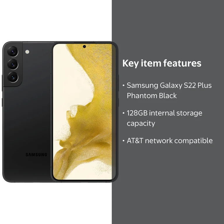 AT&T Samsung Galaxy S22 Plus Phantom Black 128GB - Walmart.com