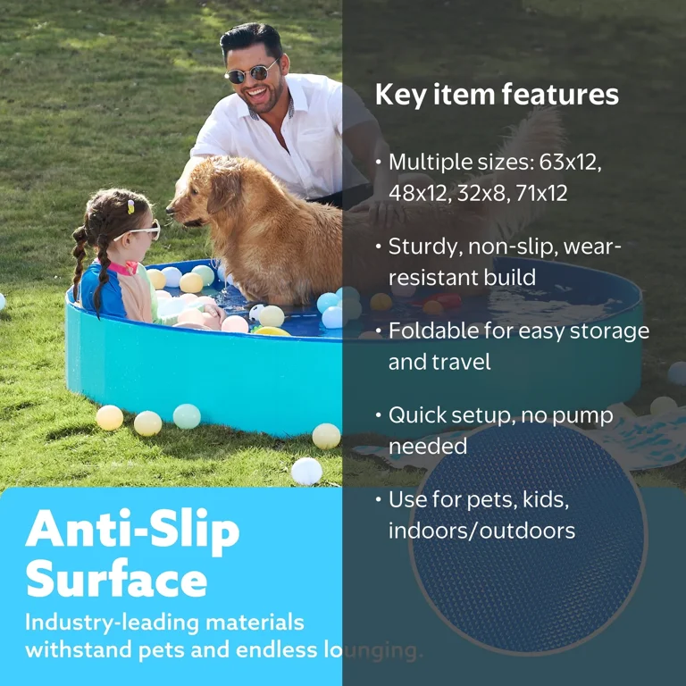 JOYFY Foldable Pool Plastic Kiddie Pool, Portable Doggie Swimming