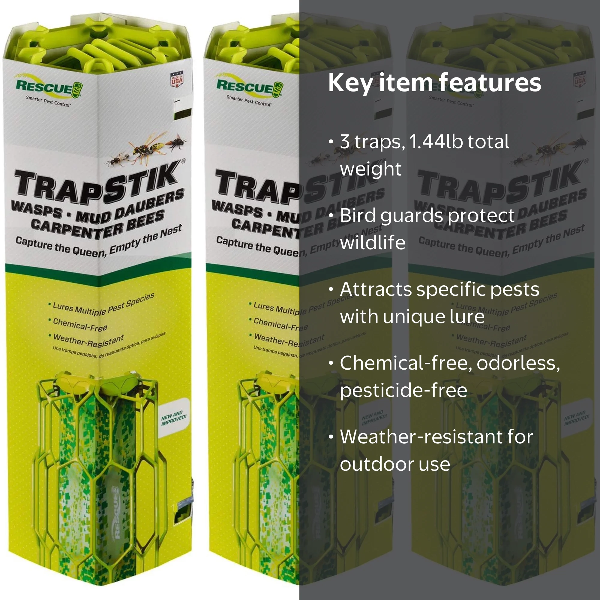 RESCUE! Sticky Insect TrapStik for Wasps, Mud Daubers, Carpenter