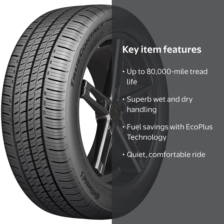 Continental TrueContact Tour 54 Tire, 225/60R18 100H, 80K