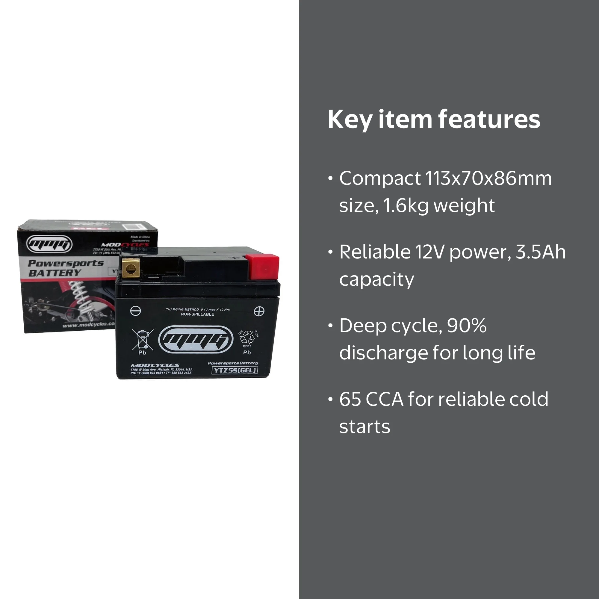 MMG YTZ5S Sealed Powersports Battery 12v, Gel Cell Leak Proof for