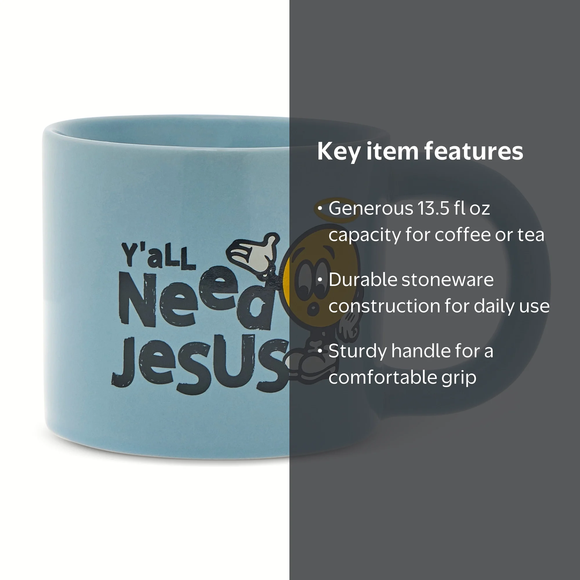 Thyme & Table 13.5 fl oz "Y'all Need Jesus" Blue Stoneware Mug - Walmart.com
