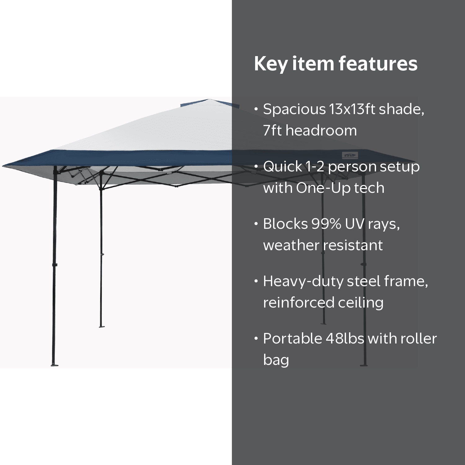 E-Z UP 13x13 ONE-UP Instant Canopy Tent – Pop Up Outdoor Shade
