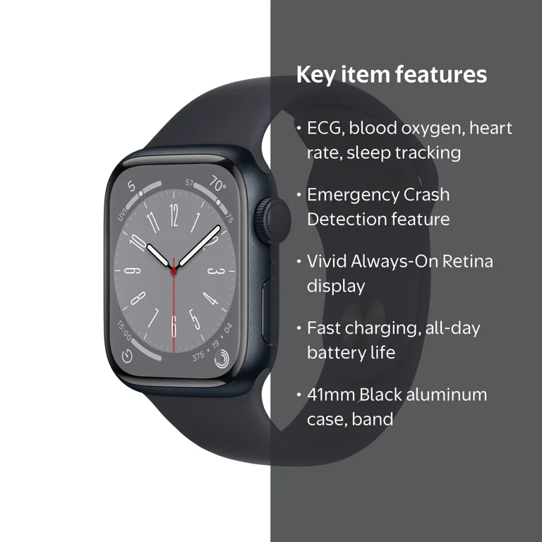 Apple Watch Series 8 GPS 41mm, Sport Band, Health & Fitness