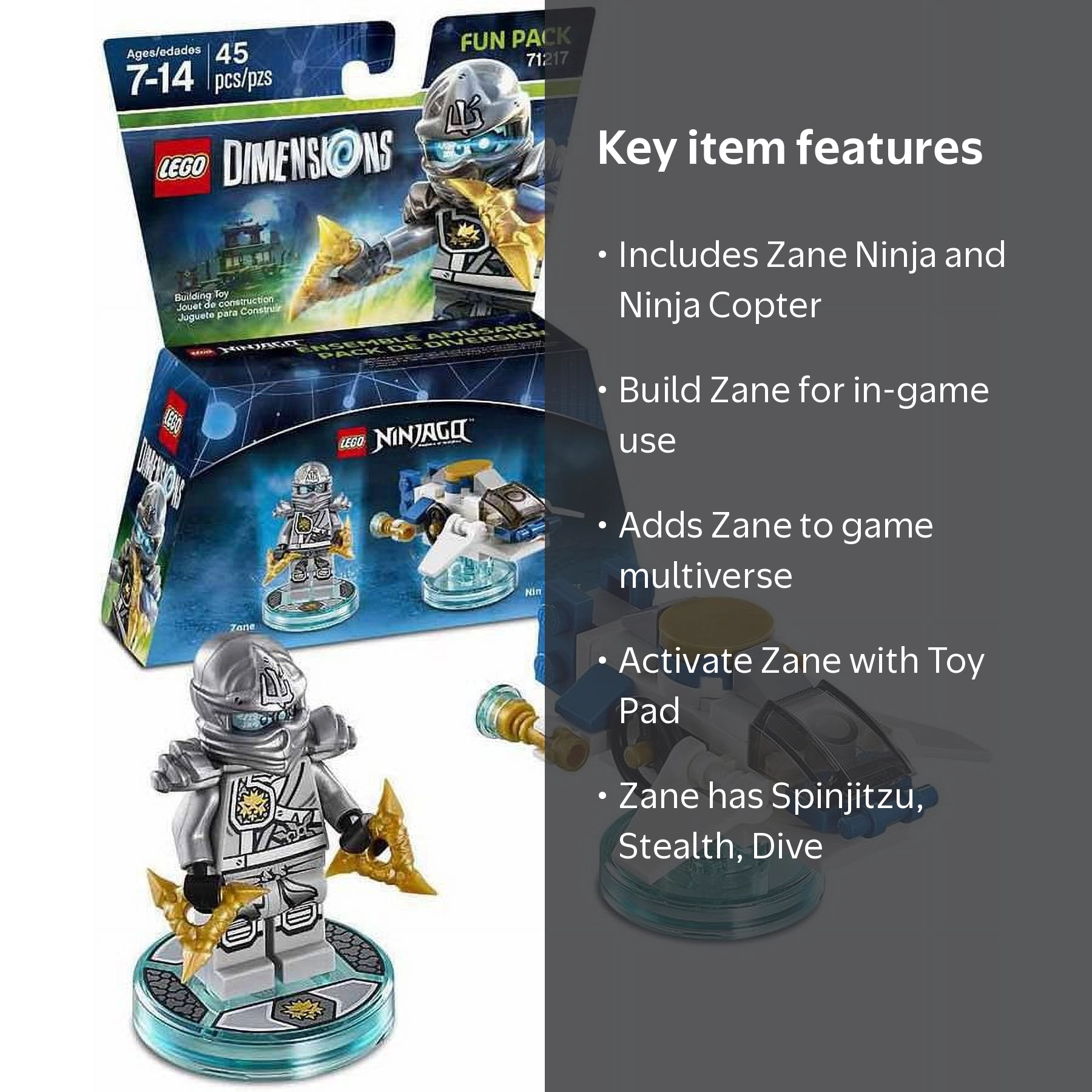 LEGO Dimensions Zane Fun Pack, Ninjago Zane, Includes Ninja Copter