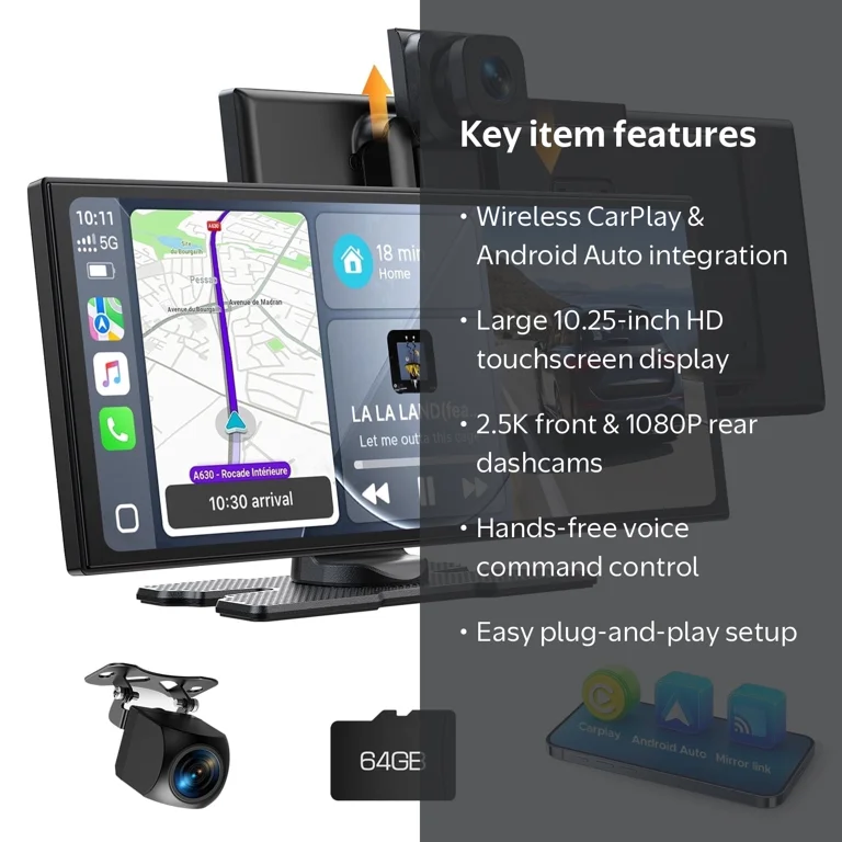 新品LAMTTO 10.25インチ Android搭載 CarPlay Lamtto, Wireless CarPlay Screen, 10.25 Inch, with Dashcam and GPS