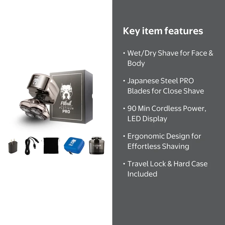 Skull Shaver Pitbull Platinum PRO Head and Face Shaver with USB