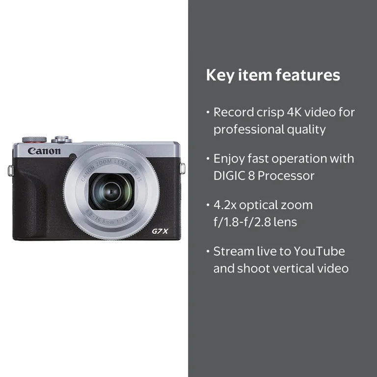 Canon PowerShot G7 X Mark III 20.2MP 4K Digital Camera 4.2x
