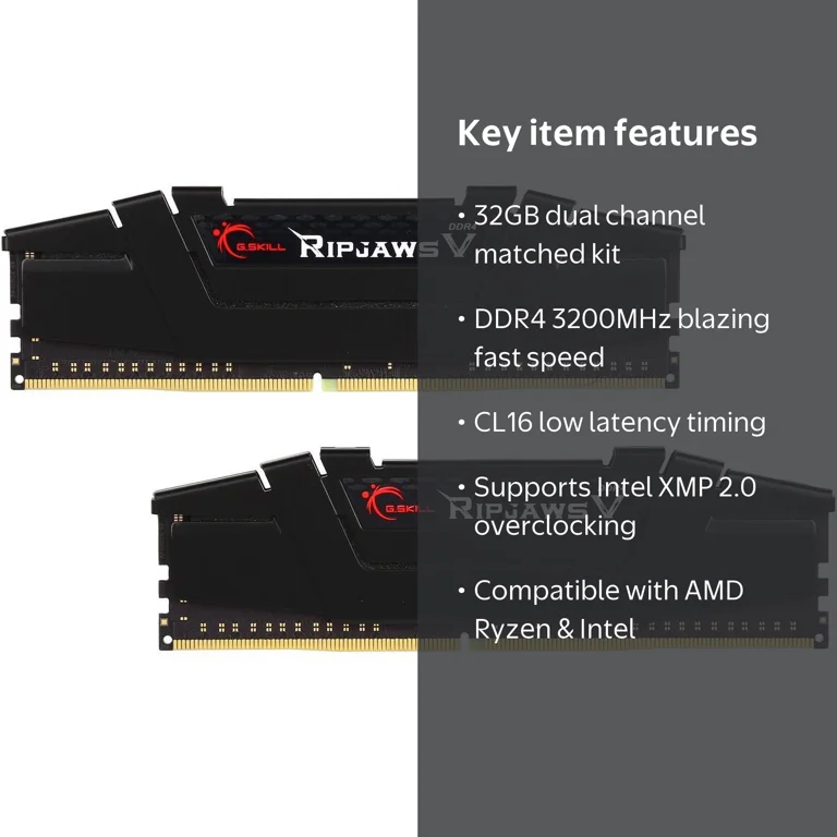 g.skill, Ripjaws V Series 32GB DDR4 3200, CL16, White - Walmart.com