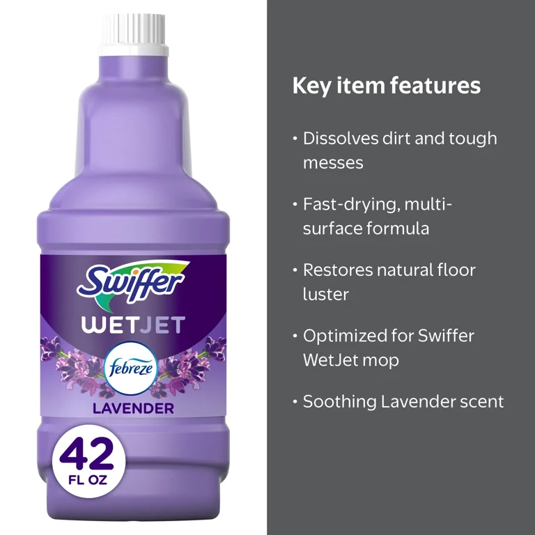 Swiffer, Wet Jet Mop Refill Solution, 42.2 fl oz, Lavender