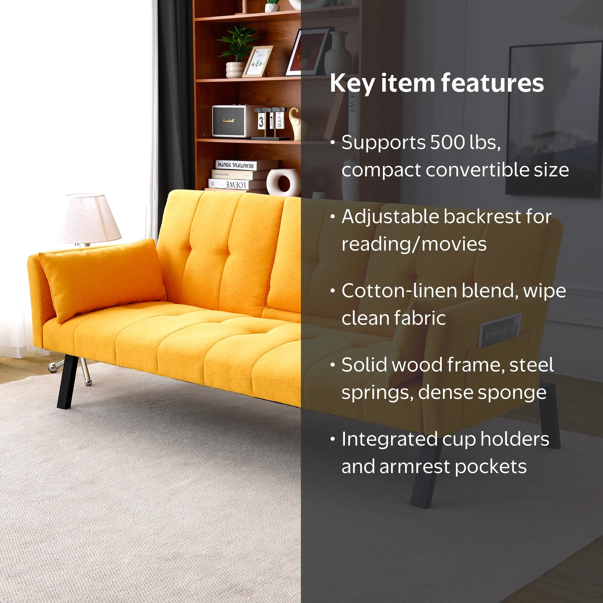 70 inch Futon Sofa Bed Cotton Linen Sofa Couch Convertible Folding
