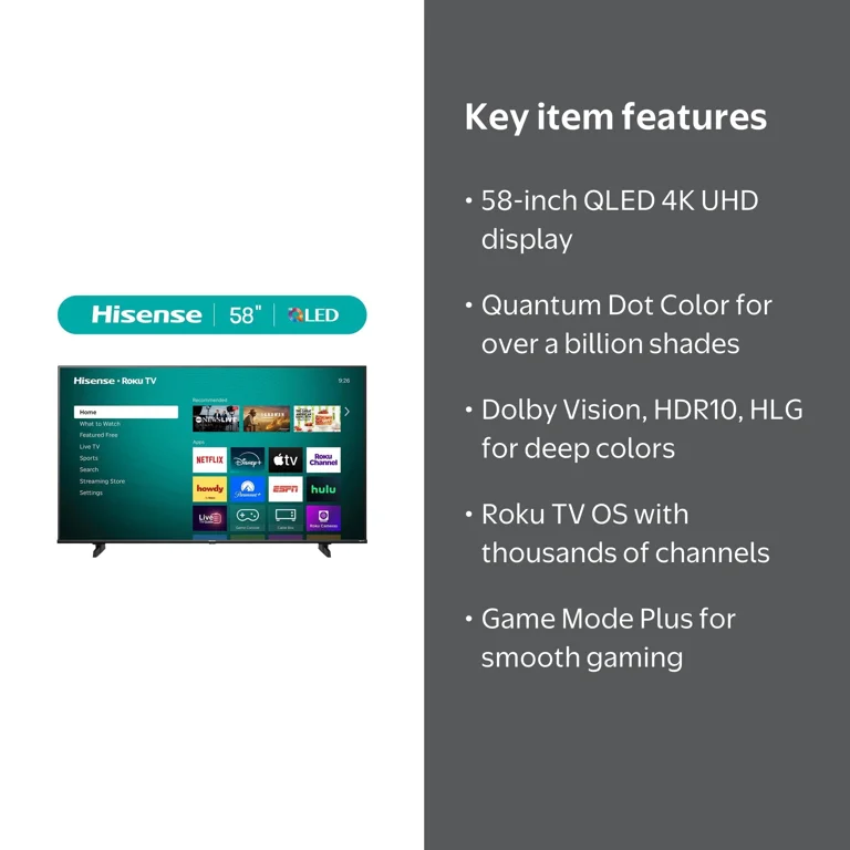 Hisense 58-Inch QD50 Series QLED 4K UHD Smart Roku TV (2026