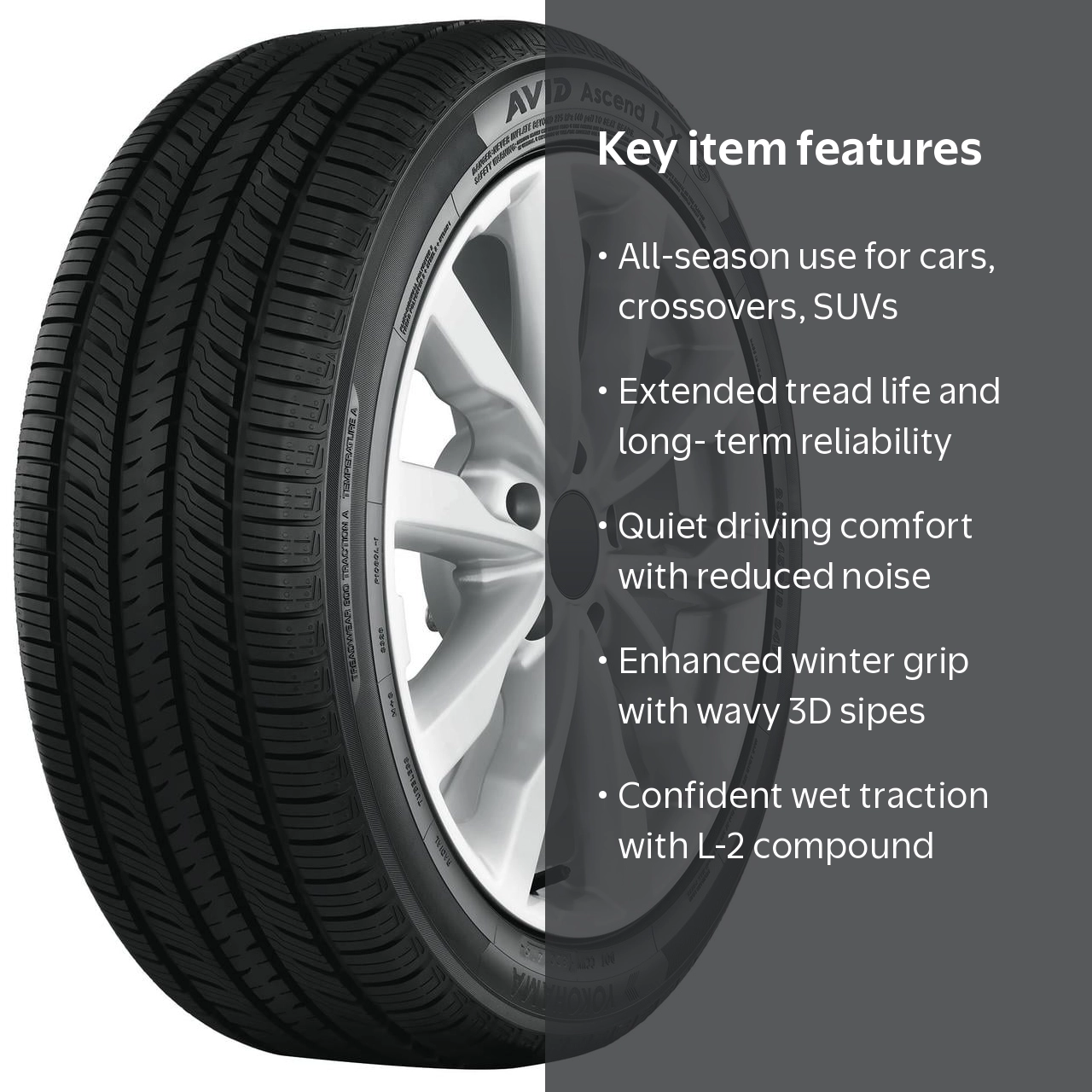 Yokohama, Avid Ascend LX All Season Passenger Tire, 205/55R16 91H