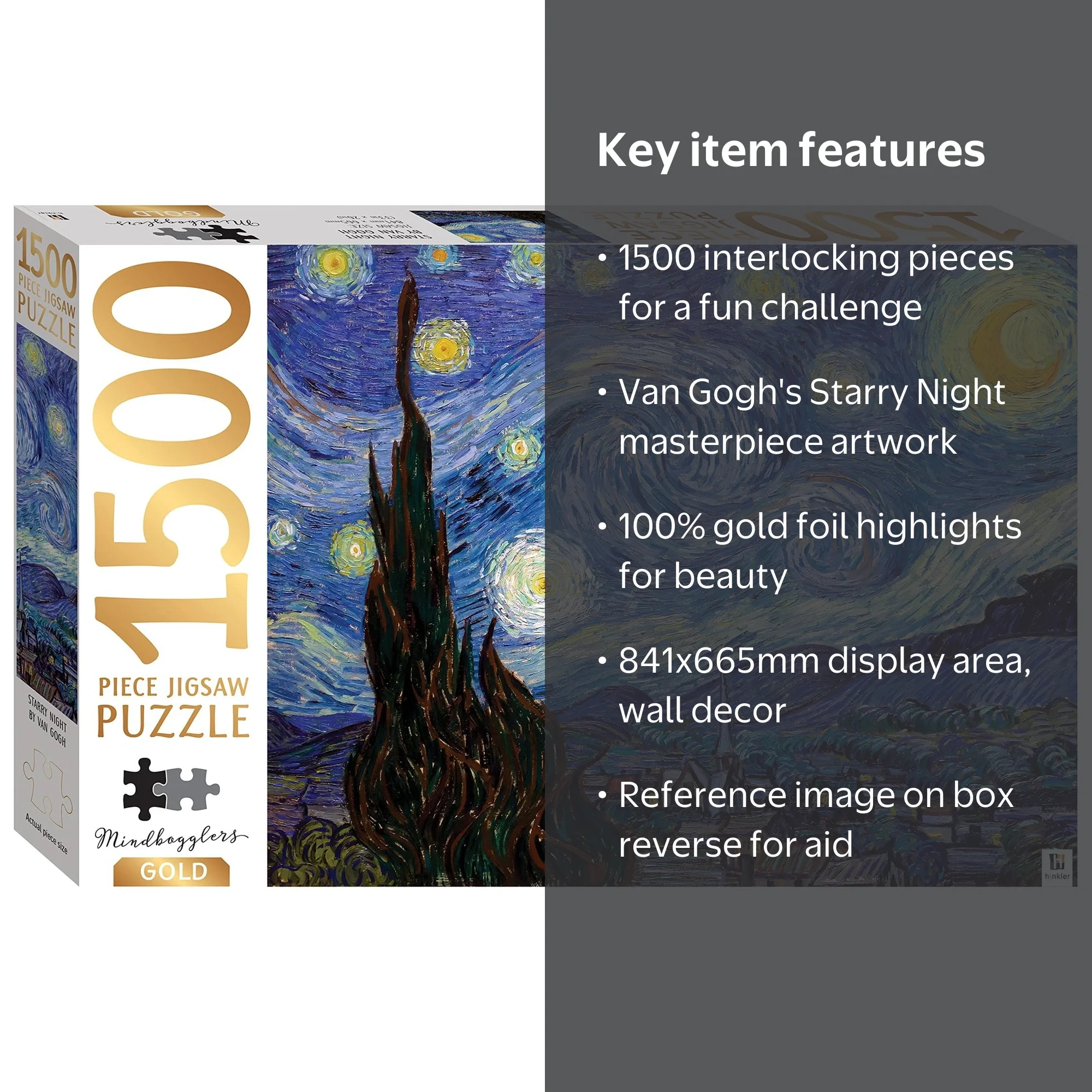 Mindbogglers Gold 1500-Piece Jigsaw Puzzle Starry Night Van Gogh 