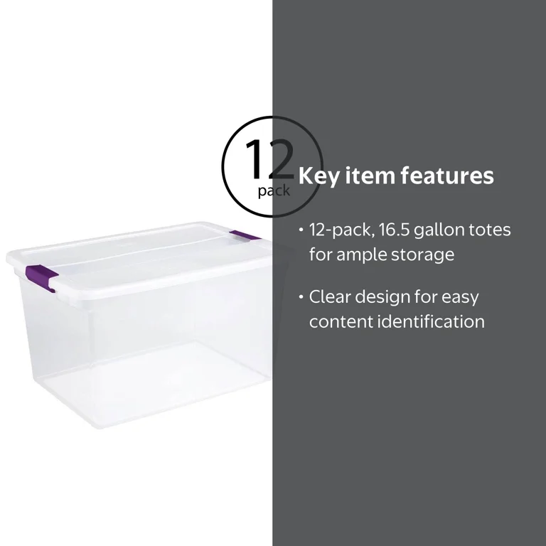 ゆゆ Sterilite 16.5 Gallon Clear Plastic Storage Containers with