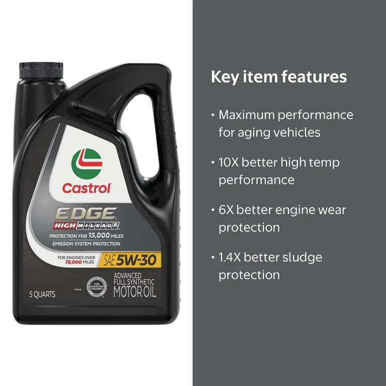 Castrol EDGE High Mileage 5W-30 Full Synthetic Motor Oil 5 Quarts