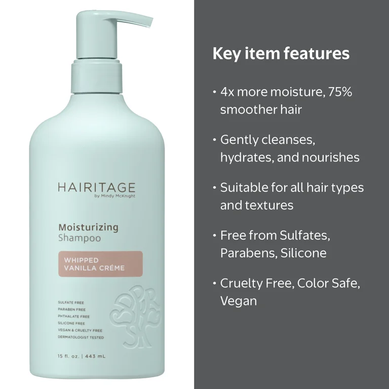 Hairitage Whipped Vanilla Crème Moisturizing Shampoo for All Hair