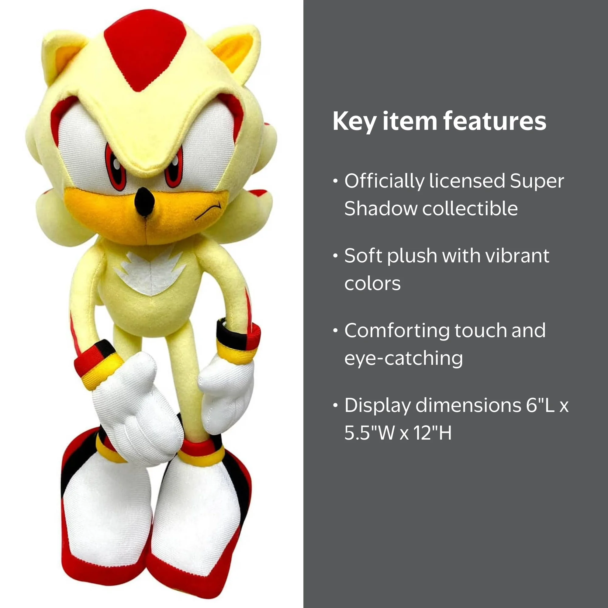 Great Eastern Sonic The Hedgehog Plush GE-52631 Super Shadow 12