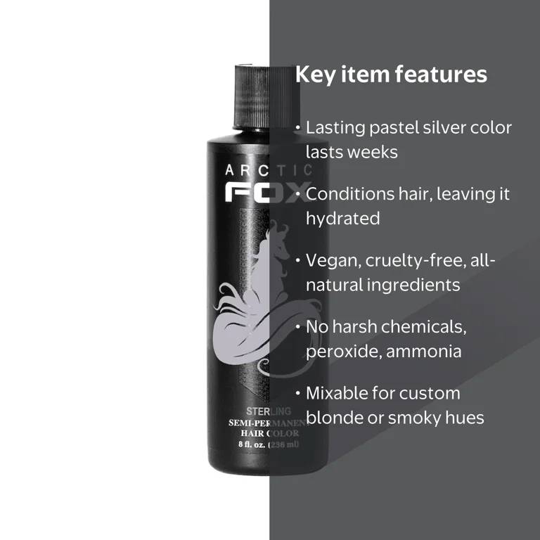 Arctic Fox Vegan Semi-Permanent Hair Color Dye, Sterling Pastel