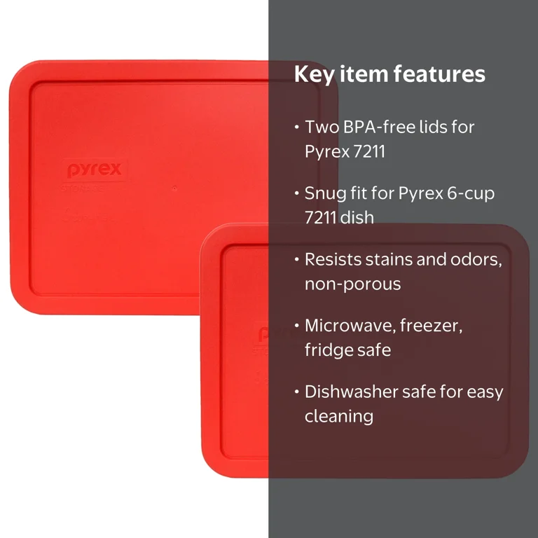 (未使用･未開封品)NES 6QT RED RSTR BLK LID Pyrex, Replacement Lid, 6-Cup, Red Rectangle 2-Pack - Walmart.com