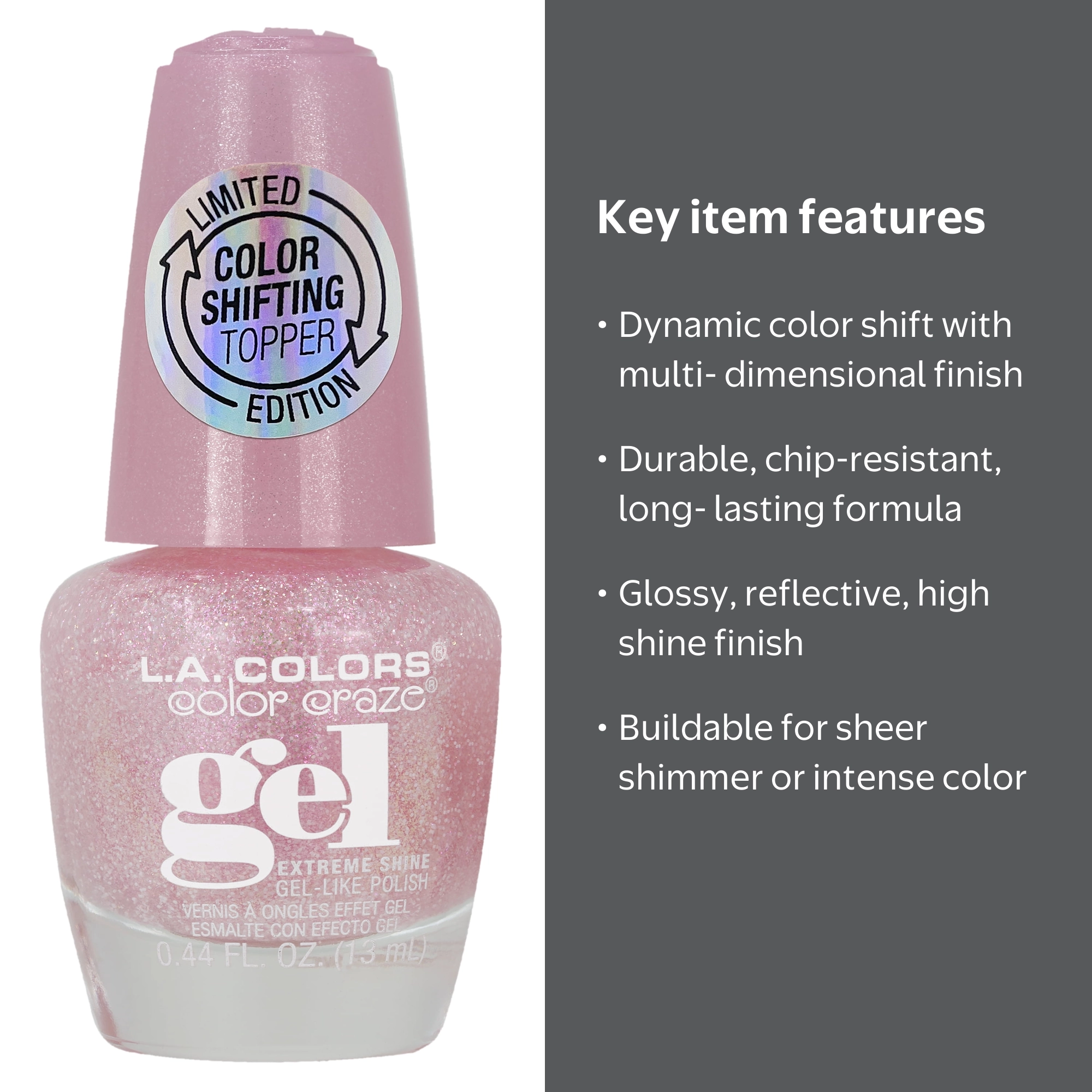 L.A. COLORS Color Shifting Nail Polish, Sunray, Gel-Like Finish