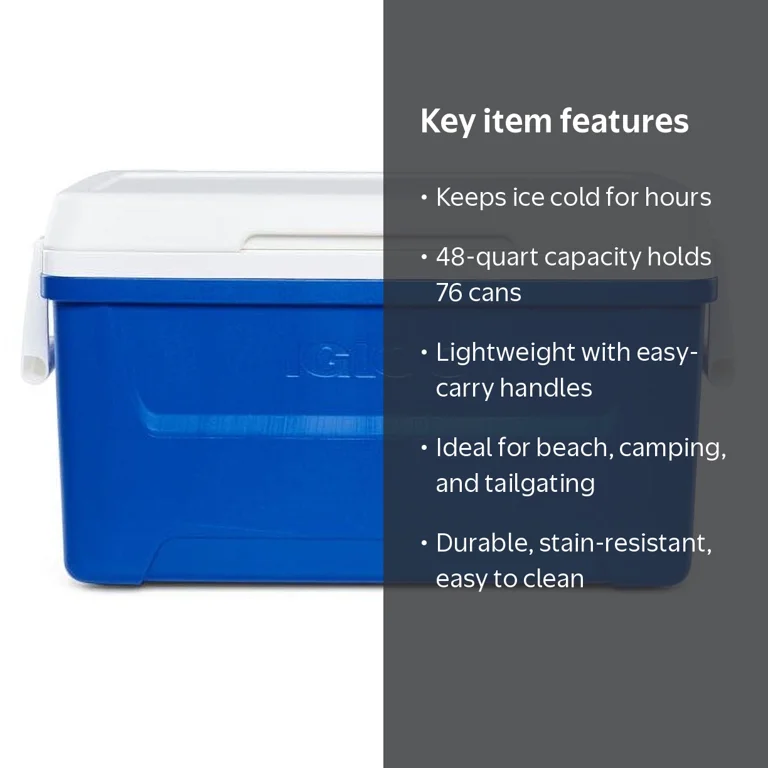 Igloo 48 QT Laguna Hard Sided Ice Chest Cooler, Blue - Walmart.com