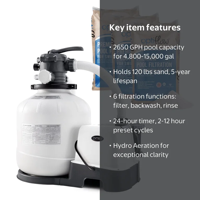 Intex Krystal Clear 2650GPH Sand Filter Pump with OptiFlow 3 Pack