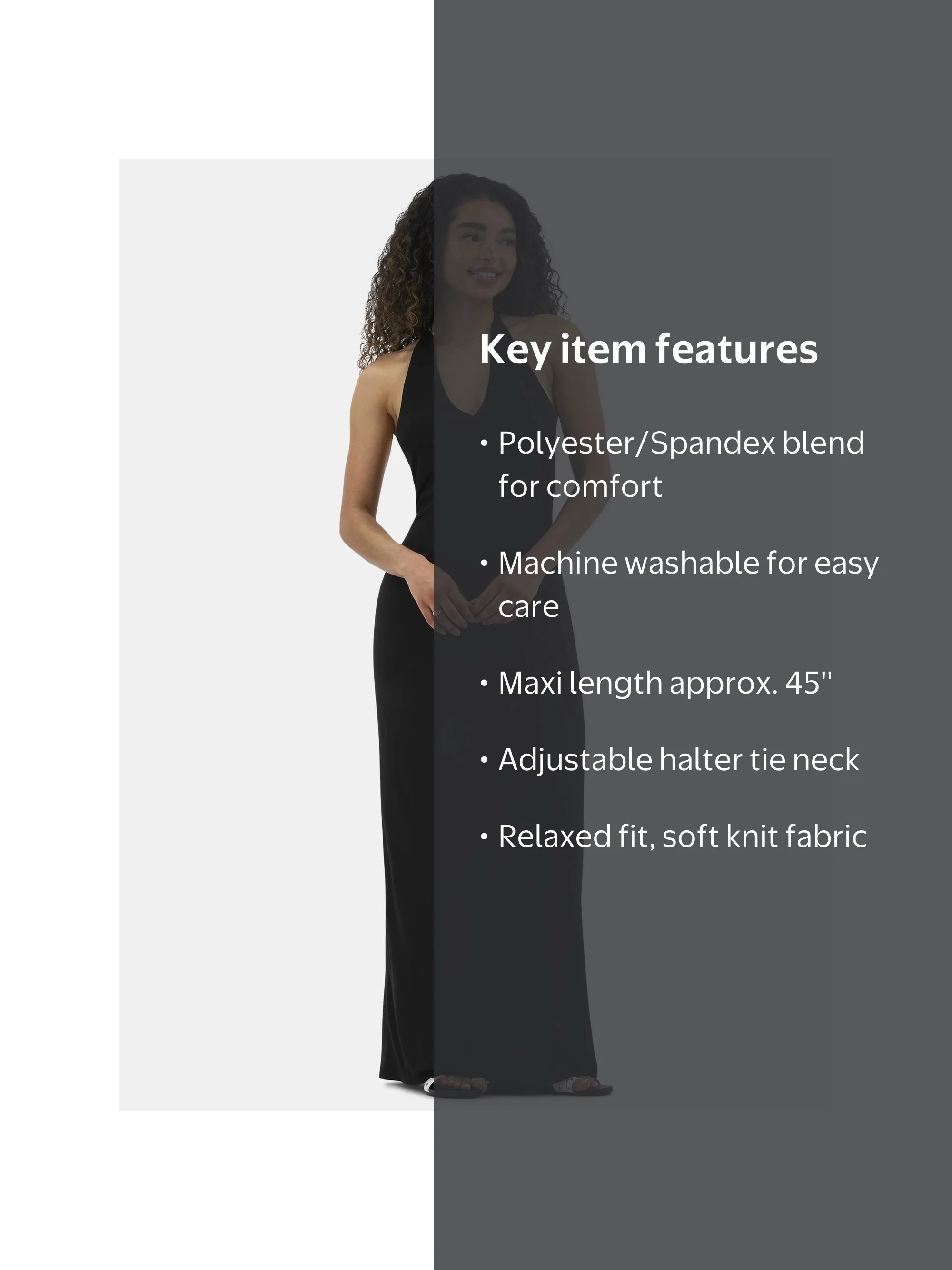 No Boundaries Knit Halter Maxi Dress for Women, Sleeveless, Plunge V-Neck,  Maxi Length - Walmart.com