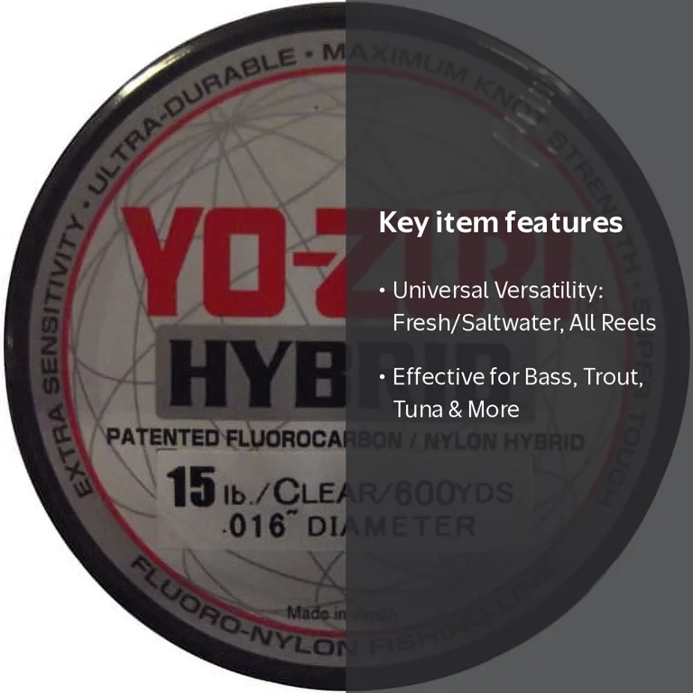 Yo-Zuri, Fishing Line, 15 lb Fluorocarbon & Nylon Hybrid, 600 yd