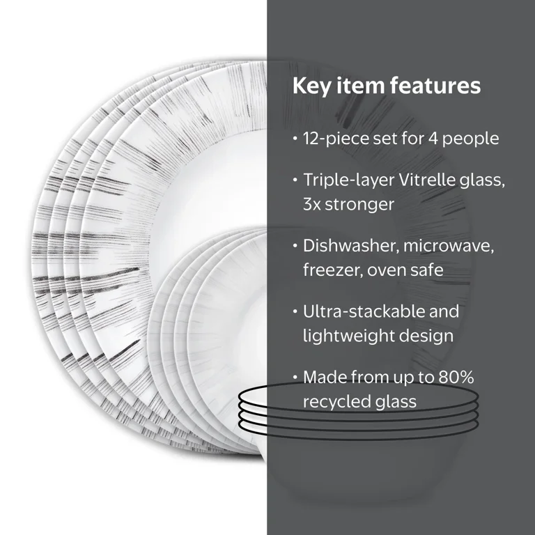 Corelle Arica 12-Piece Glass Dinnerware Set (Service for 4