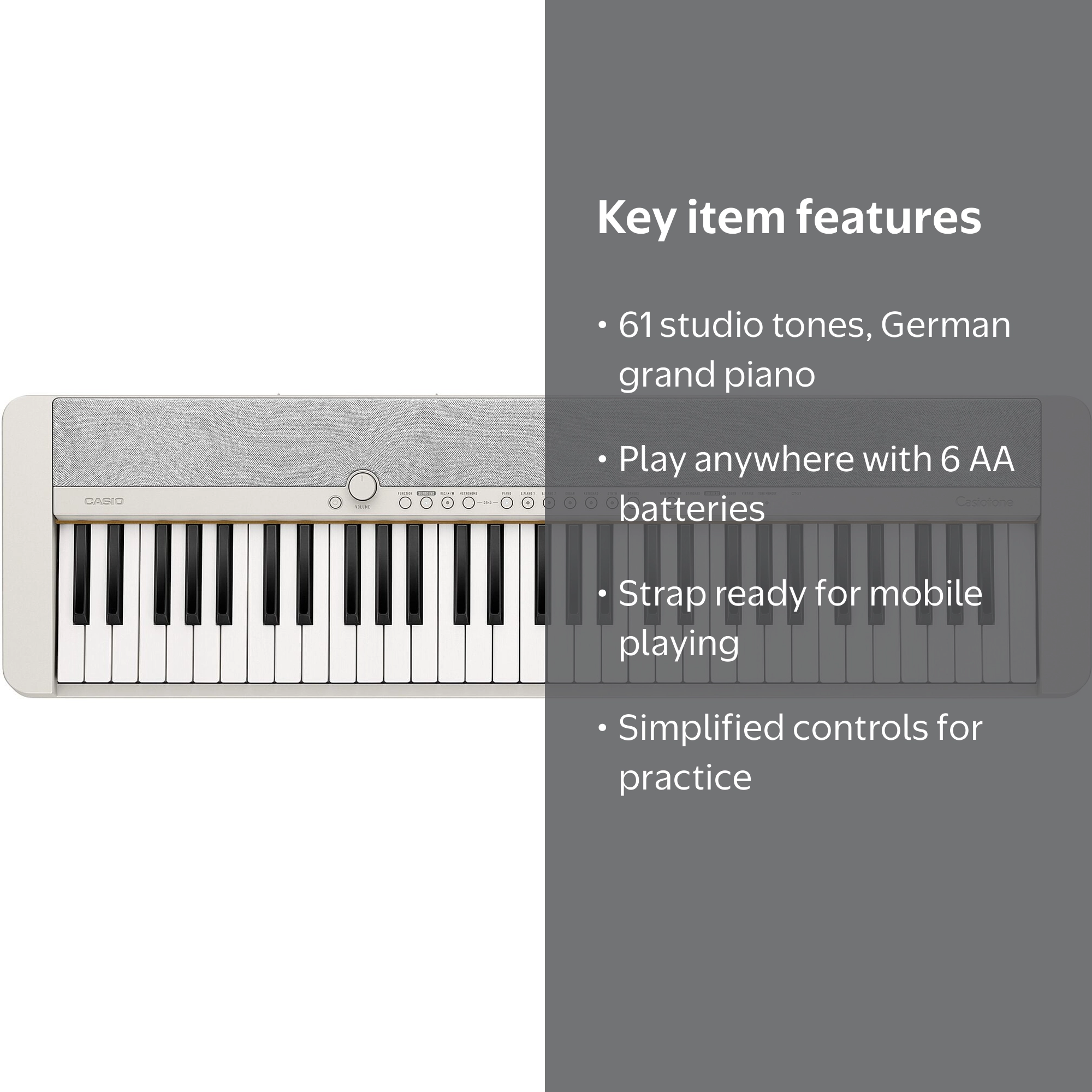Casio CTS1 61 Key Portable Keyboard in White - Walmart.com