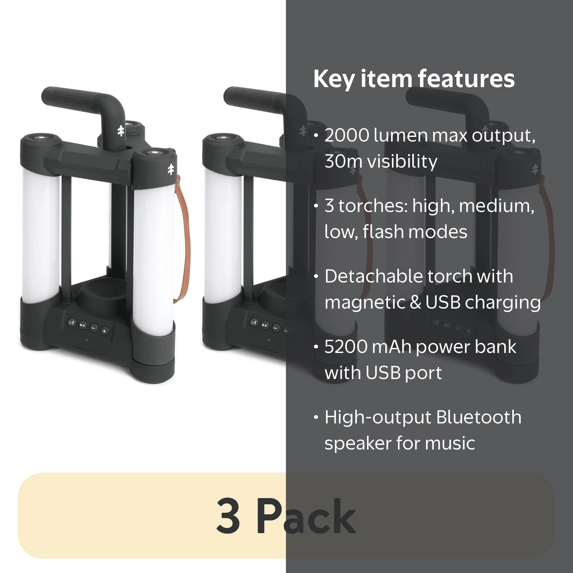 Swiss Tech 2000LM Rechargeable LED Lantern Bluetooth Speaker