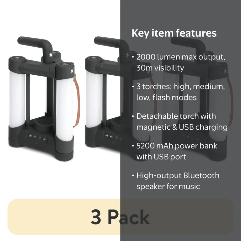 Swiss Tech 2000LM Rechargeable LED Lantern Bluetooth Speaker