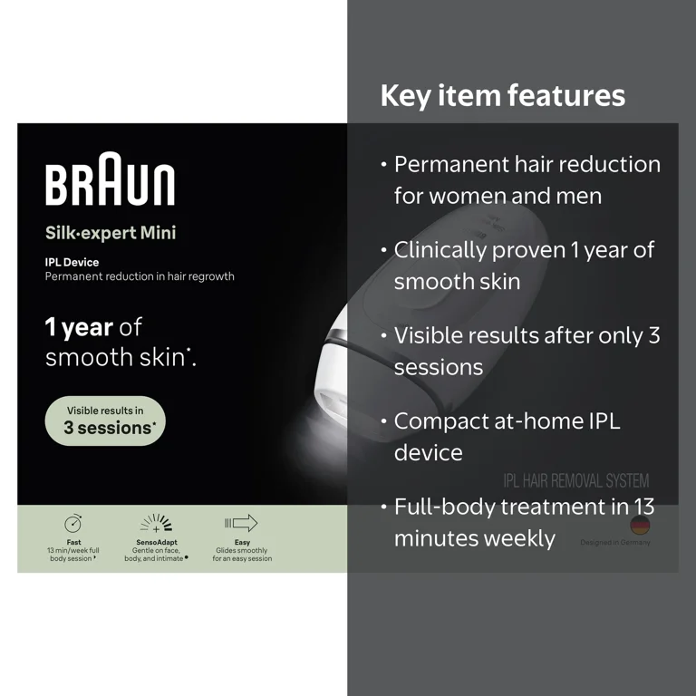 Braun IPL Silk-Expert Mini Laser Hair Removal, PL1103, Venus Razor